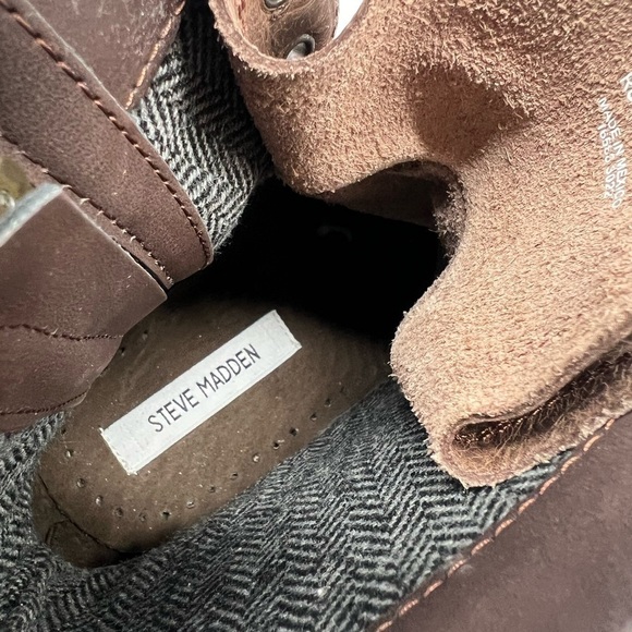 Steve Madden Mens Troopah-C Combat Boot, Brown Leather Lace Up & Zipper Close 7M - Picture 11 of 11